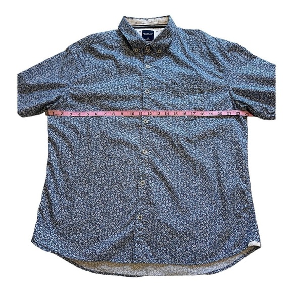 Level Ten Peached Poplin Button-Up Shirt Short Sleeve Floral Collared Size XL - Picture 8 of 9